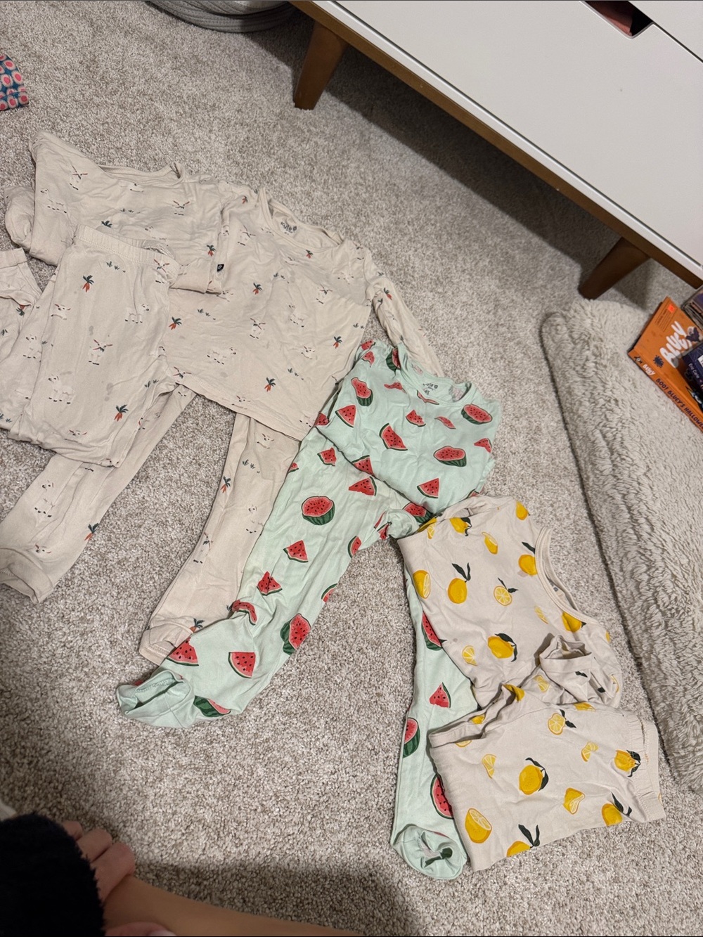 Kyte BABY Fruit-Print Pajama Set Trio - Mint Watermelon & Cream Lemon